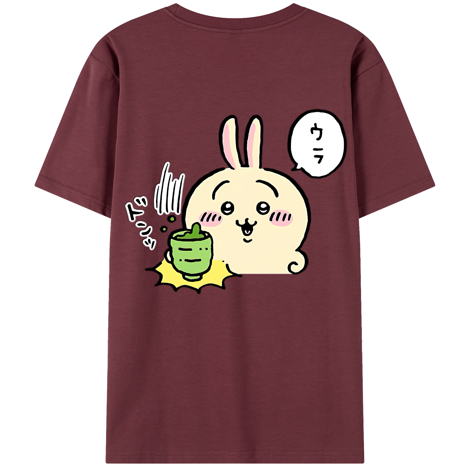 （画像用） ちいかわ うさぎ Chii-kawa usagi 綿100％半袖Tシャツ（背面プリント）